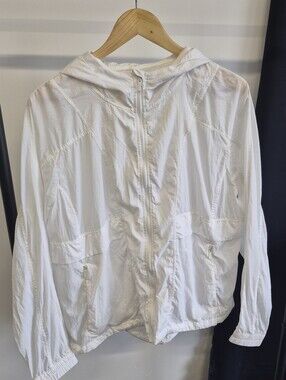 Lightweight Lululemon White Hooded Zip Jacket